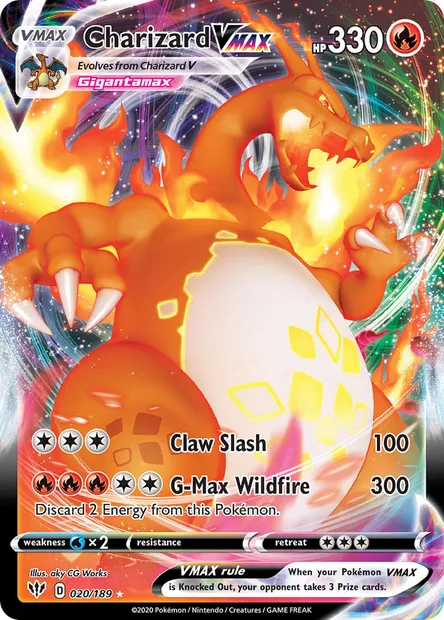 Charizard VMAX, Pokémon card DAA 20 — Darkness Ablaze set