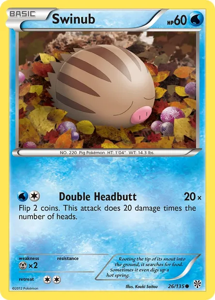 Swinub, Pokémon card PLS 26 — Plasma Storm set