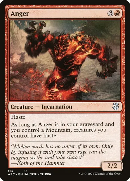 Anger, Magic card AFC 113 — Forgotten Realms Commander set