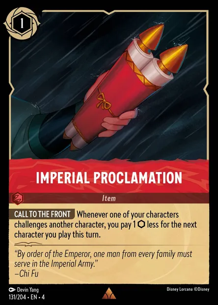 Imperial Proclamation, Disney Lorcana card CH4-131 — Ursula's Return set