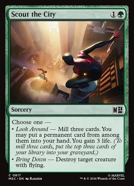 Scout the City, Magic card MSC 817 — Marvel Super Heroes Commander set