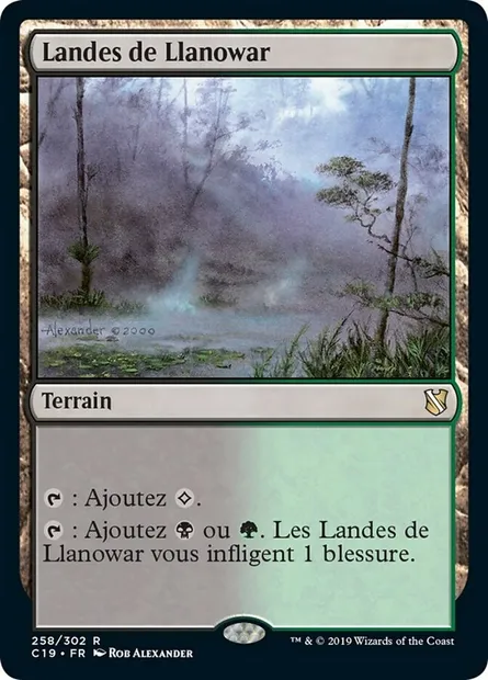 Landes de Llanowar, carte Magic C19 258 — extension Commander 2019