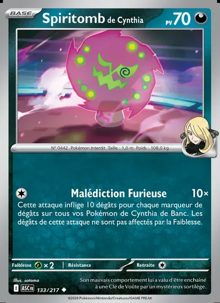 Spiritomb de Cynthia, carte Pokémon ASC 133 — extension Héros Transcendants