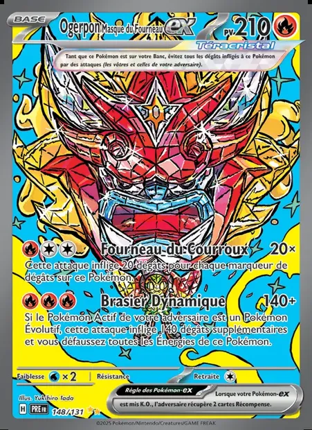 Ogerpon Masque du Fourneau-ex, carte Pokémon PRE 148 — extension Évolutions Prismatiques