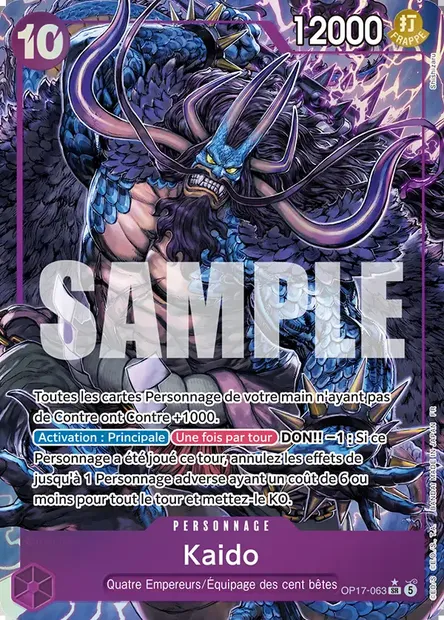 Kaido, carte One Piece OP17-063 — extension LES GUERRIERS LES PLUS PUISSANTS AU MONDE