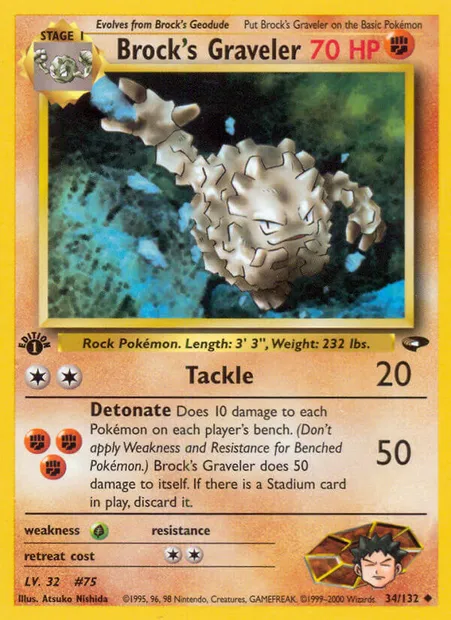 Brock's Graveler, Pokémon card GC 34 — Gym Challenge set