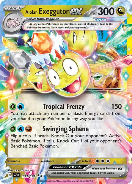 Alolan Exeggutor ex, Pokémon card SSP 133 — Surging Sparks set