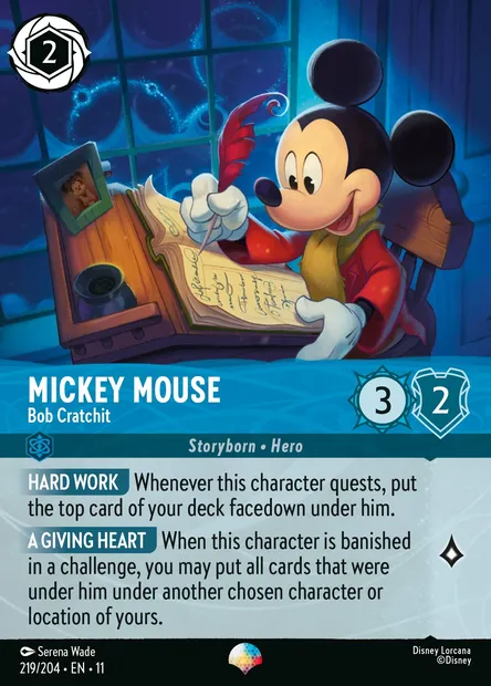 Mickey Mouse - Bob Cratchit, Disney Lorcana card CH11-219 — Winterspell set