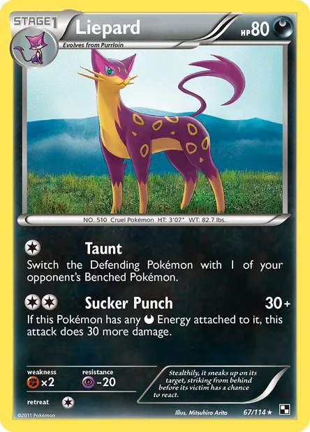 Liepard, Pokémon card BLW 67 — Black & White set
