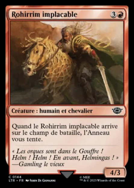 Rohirrim implacable, carte Magic LTR 144 — extension Le Seigneur des Anneaux : chroniques de la Terre du Milieu