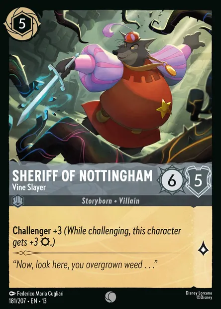 Sheriff of Nottingham - Vine Slayer, Disney Lorcana card CH13-181 — Attack of the Vine! set