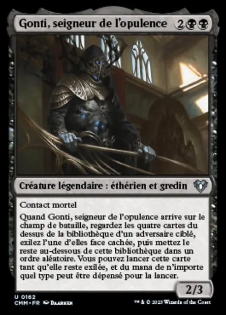Gonti, seigneur de l'opulence, carte Magic CMM 162 — extension Commander Masters