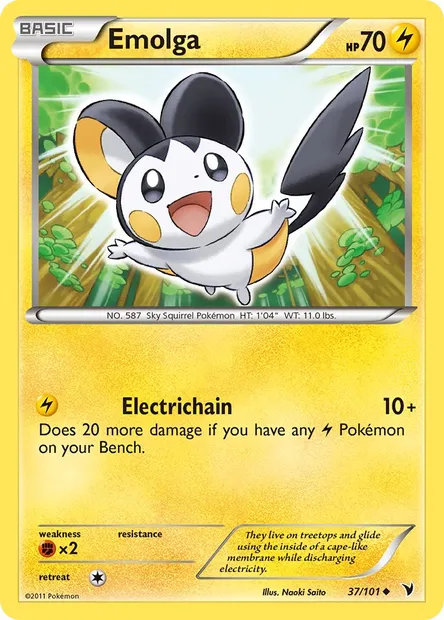 Emolga, Pokémon card NVI 37 — Noble Victories set