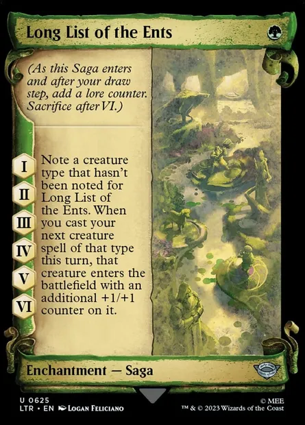 Longue liste des Ents, carte Magic LTR 625 — extension Le Seigneur des Anneaux : chroniques de la Terre du Milieu