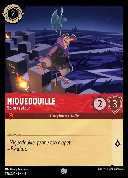 Niquedouille - Sbire vautour, carte Disney Lorcana CH3-118 — extension Les Terres d'Encres