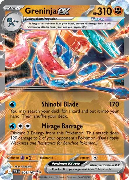 Greninja ex, Pokémon card TWM 106 — Twilight Masquerade set