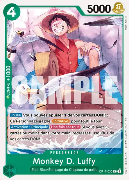 Monkey D. Luffy, carte One Piece OP17-030 — extension LES GUERRIERS LES PLUS PUISSANTS AU MONDE