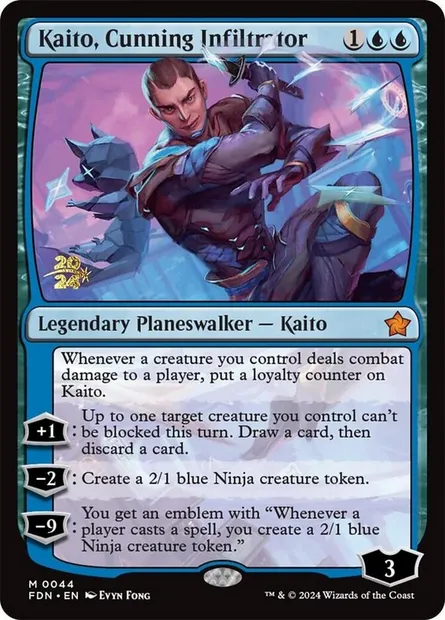 Kaito, Cunning Infiltrator, Magic card PFDN 44s — Foundations Promos set
