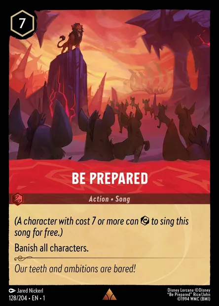 Be Prepared, Disney Lorcana card CH1-128 — The First Chapter set