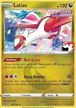 Latias, carte Pokémon PPS 193 — extension Play! Pokémon Prize Pack Series