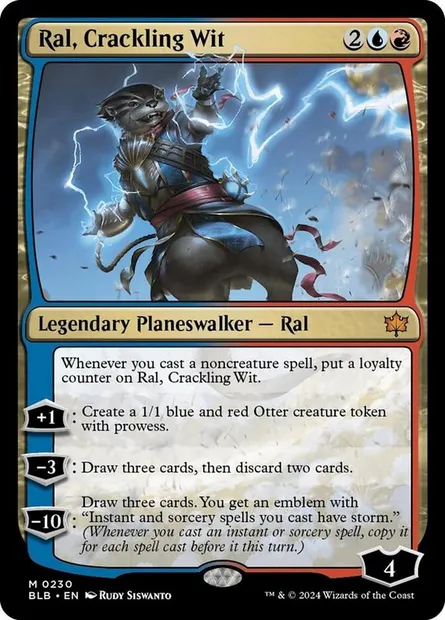 Ral, Crackling Wit, Magic card PBLB 230p — Bloomburrow Promos set