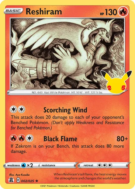 Reshiram, Pokémon card CEL 2 — Celebrations set