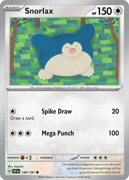 Snorlax, Pokémon card SSP 144 — Surging Sparks set