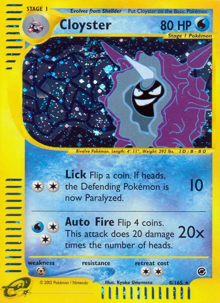 Cloyster, Pokémon card EX 8 — Expedition Base Set set