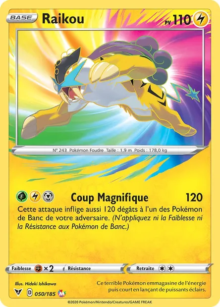 Raikou, carte Pokémon VIV 50 — extension Voltage Éclatant