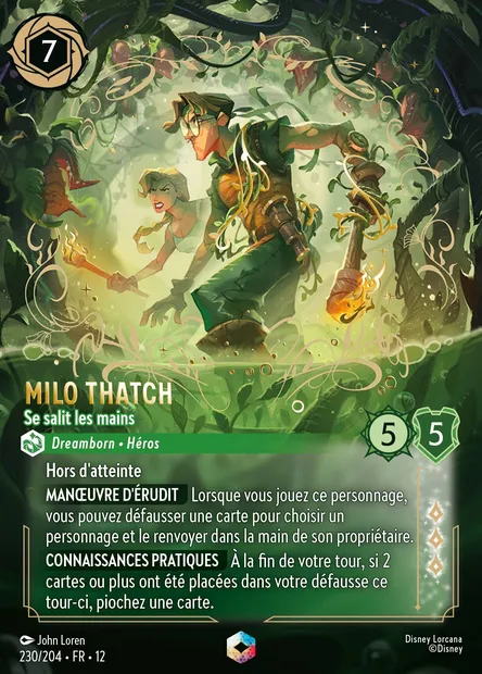 Milo Thatch - Se salit les mains, carte Disney Lorcana CH12-230 — extension Contrées Inconnues