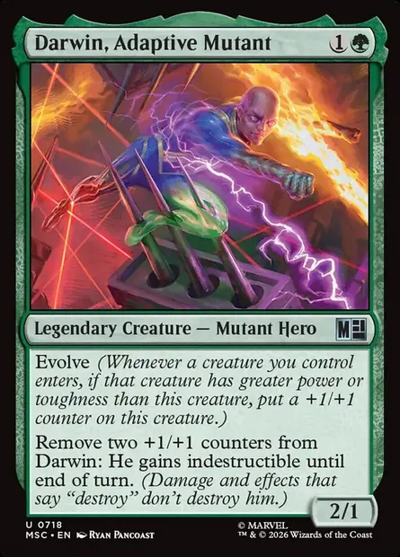 Darwin, Adaptive Mutant, Magic card MSC 718 — Marvel Super Heroes Commander set