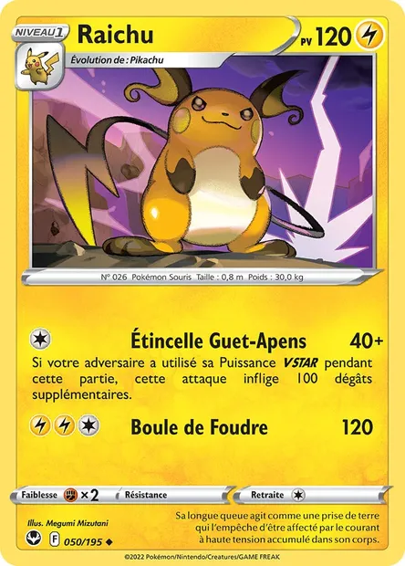 Raichu, carte Pokémon SIT 050 — extension Tempête Argentée
