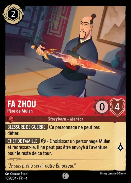 Fa Zhou - Père de Mulan, carte Disney Lorcana CH4-105 — extension Le Retour d'Ursula