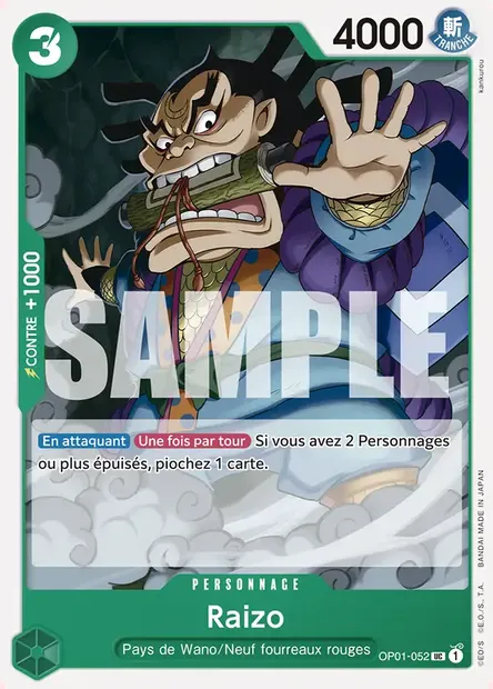 Raizo, carte One Piece OP01-052 — extension ROMANCE DAWN