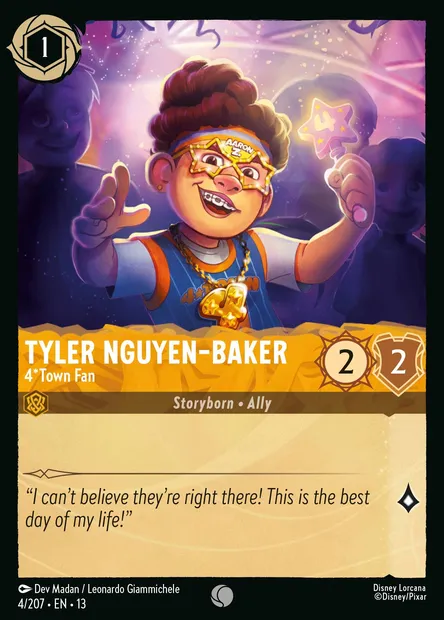 Tyler Nguyen-Baker - 4*Town Fan, Disney Lorcana card CH13-004 — Attack of the Vine! set