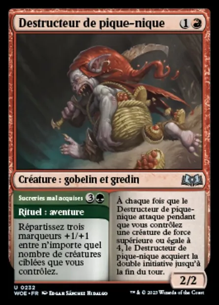 Destructeur de pique-nique // Sucreries mal acquises, carte Magic WOE 232 — extension Wilds of Eldraine