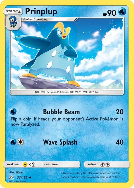 Prinplup, Pokémon card UPR 33 — Ultra Prism set