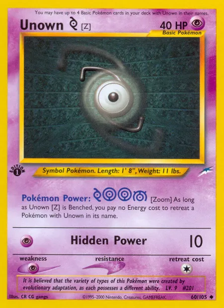 Unown [Z], Pokémon card NDE 60 — Neo Destiny set