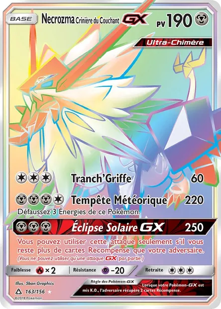 Necrozma Crinière du Couchant GX, carte Pokémon UPR 163 — extension Ultra-Prisme