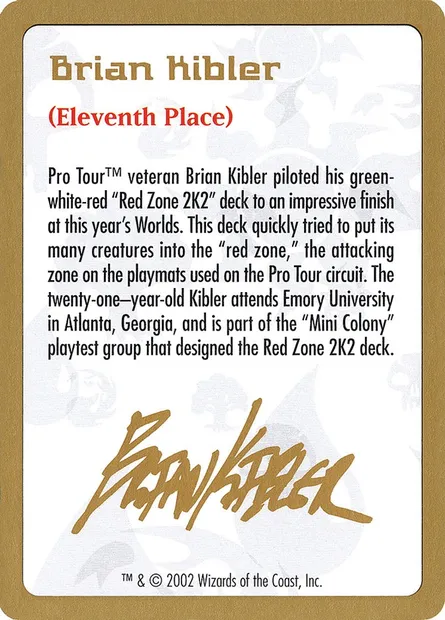 Brian Kibler Bio, carte Magic WC02 bk0a — extension World Championship Decks 2002