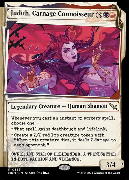 Judith, Carnage Connoisseur, Magic card MKM 363 — Murders at Karlov Manor set
