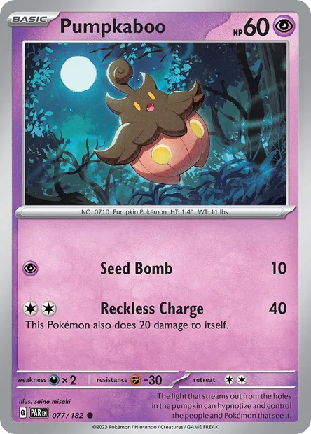 Pumpkaboo, Pokémon card PAR 077 — Paradox Rift set