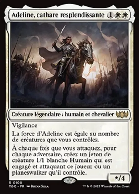 Adeline, cathare resplendissante, carte Magic TDC 108 — extension Tarkir: Dragonstorm Commander