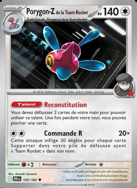 Porygon-Z de la Team Rocket, carte Pokémon DRI 155 — extension Rivalités Destinées