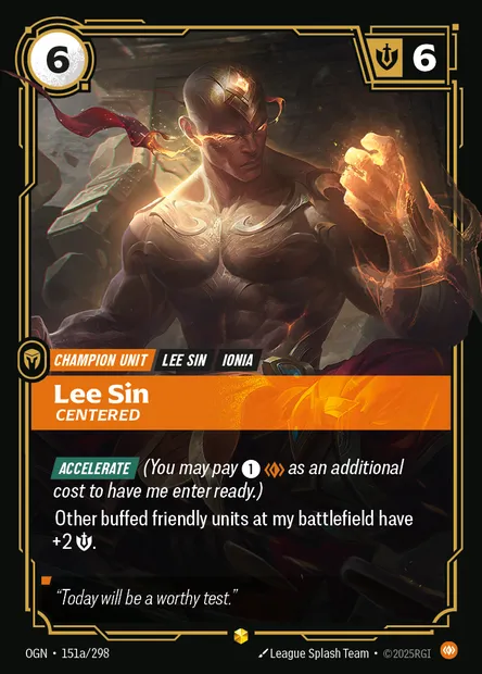 Lee Sin, carte Riftbound OGN 151a — extension Origins