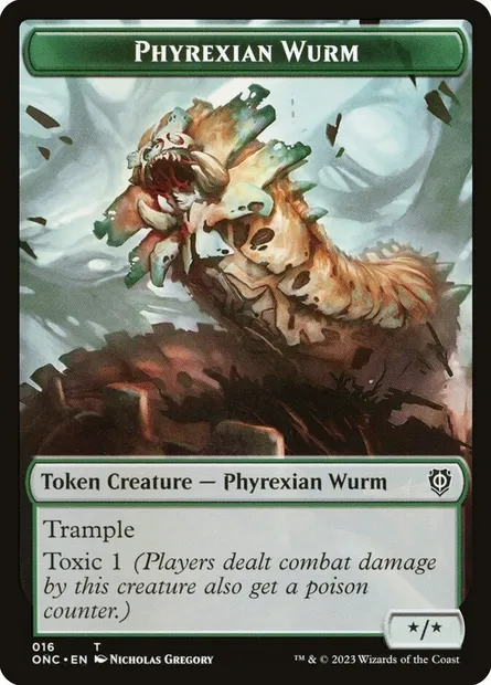 Phyrexian Wurm, carte Magic TONC 16 — extension Phyrexia: All Will Be One Commander Tokens