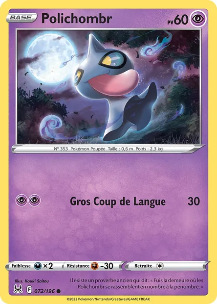 Polichombr, carte Pokémon LOR 072 — extension Origine Perdue