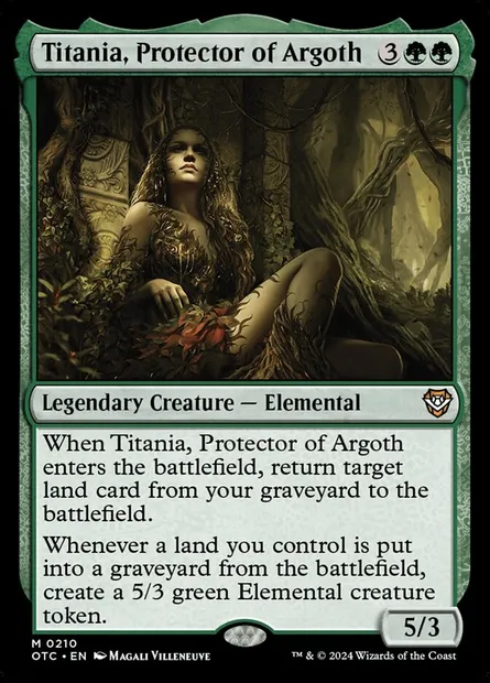Titania, Protector of Argoth, Magic card OTC 210 — Outlaws of Thunder Junction Commander set