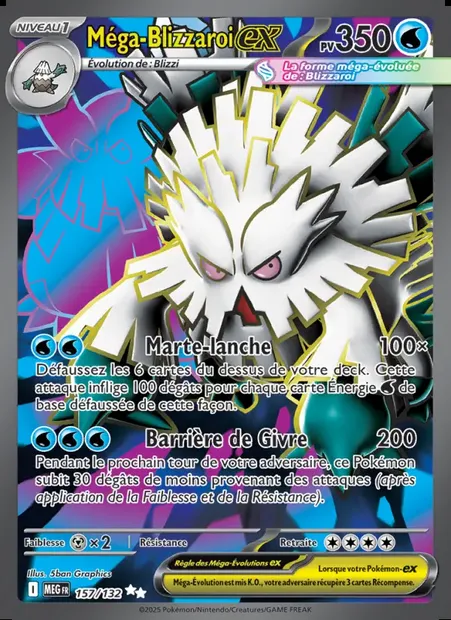 Méga-Blizzaroi-ex, carte Pokémon MEG 157 — extension Méga-Évolution