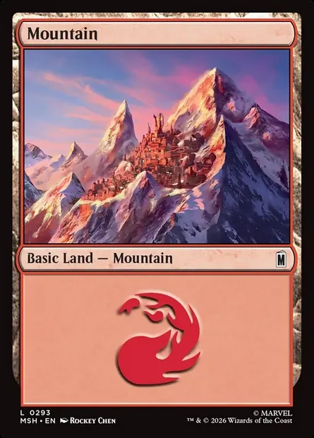 Mountain, Magic card MSH 293 — Marvel Super Heroes set